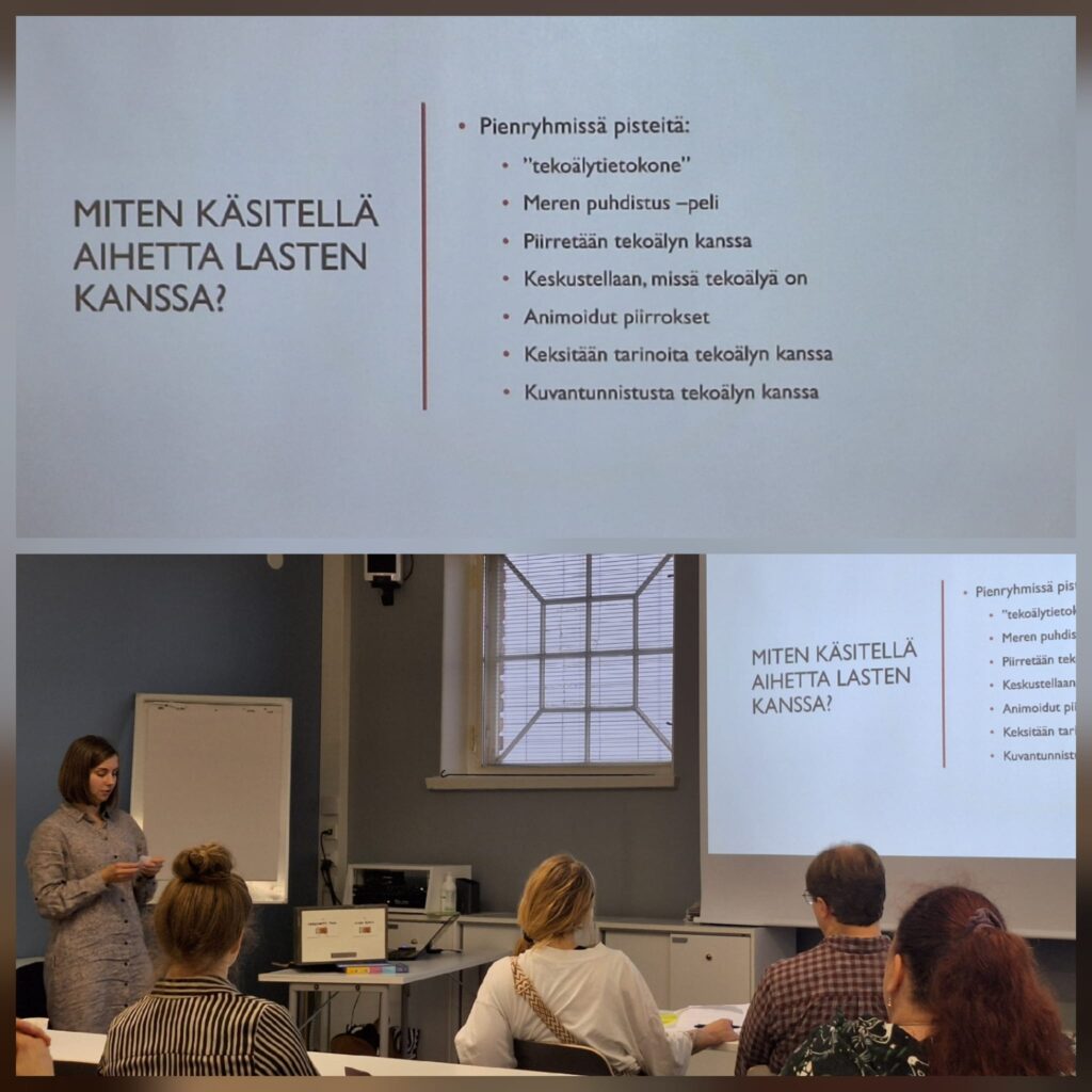 Mediametkan Oivallus-seminaari, tekoälytyöpajan vetäjä Laura Taittonen. Valokuva Piritta Siekkinen.